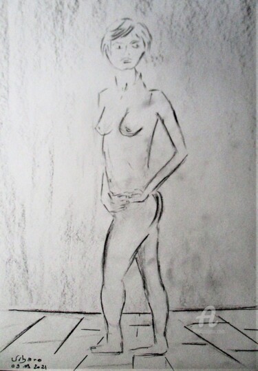 Desenho intitulada "Daphné au fusain" por Roberto Urbano, Obras de arte originais, Carvão