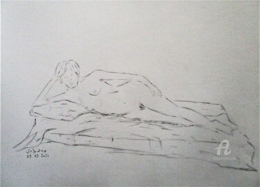 Drawing titled "Daphné à 20 h" by Roberto Urbano, Original Artwork, Pencil