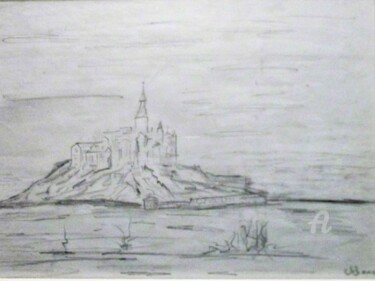 Drawing titled "Mont Saint Michel" by Roberto Urbano, Original Artwork, Pencil