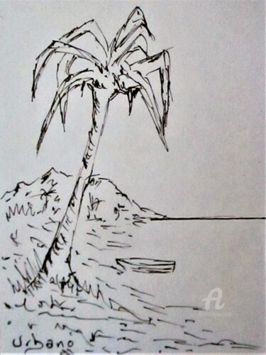 Tekening getiteld "Guadeloupe au stylo." door Roberto Urbano, Origineel Kunstwerk, Balpen