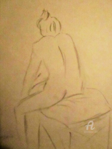 Drawing titled "Ebauche assise 4" by Roberto Urbano, Original Artwork, Charcoal