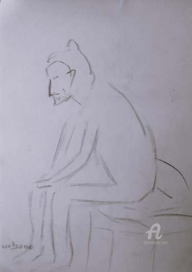 Drawing titled "Ebauche assise 3" by Roberto Urbano, Original Artwork, Charcoal