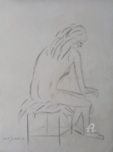 Рисунок под названием "Ebauche assise." - Roberto Urbano, Подлинное произведение искусства, Древесный уголь