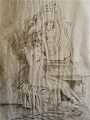 Zeichnungen mit dem Titel "Reflet miroir." von Roberto Urbano, Original-Kunstwerk, Bleistift