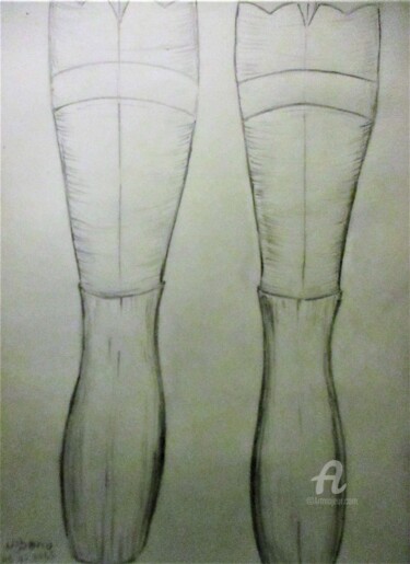 Dessin intitulée "Les jambes de Sandra" par Roberto Urbano, Œuvre d'art originale, Crayon