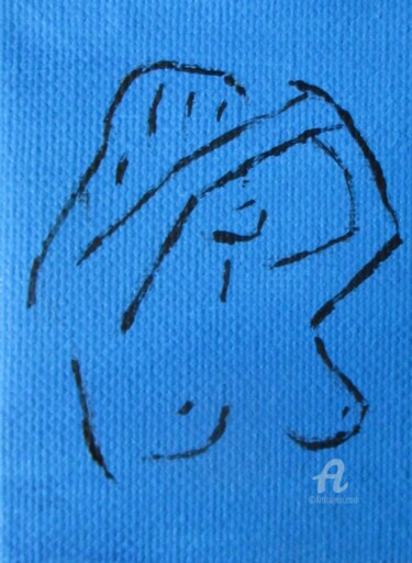 Painting titled "Bleu aux seins nus." by Roberto Urbano, Original Artwork, Acrylic