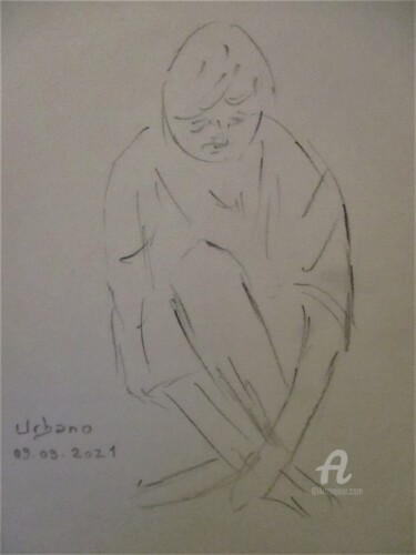 Dessin intitulée "Ebauche avec Daphné." par Roberto Urbano, Œuvre d'art originale, Crayon