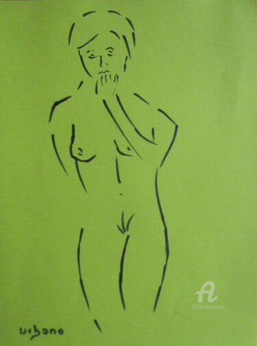 Drawing titled "Daphné dans l'ateli…" by Roberto Urbano, Original Artwork, Marker Mounted on Other rigid panel