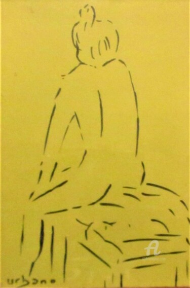 Drawing titled "Le soir avec toi." by Roberto Urbano, Original Artwork, Marker Mounted on Other rigid panel