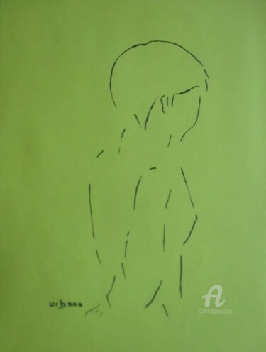 Dessin intitulée "Daphné à 21 h" par Roberto Urbano, Œuvre d'art originale, Marqueur Monté sur Autre panneau rigide