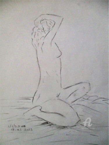 Drawing titled "Nu avec toi !" by Roberto Urbano, Original Artwork, Pencil