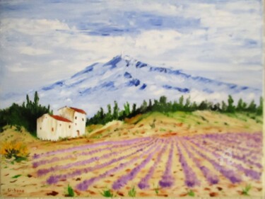 Painting titled "Ventoux au couteau" by Roberto Urbano, Original Artwork, Oil