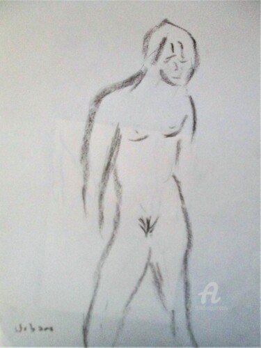 Drawing titled "Avec toi au fusain !" by Roberto Urbano, Original Artwork, Charcoal