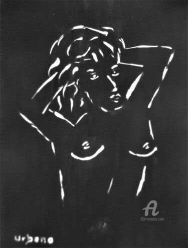 Картина под названием "Desnuda negra" - Roberto Urbano, Подлинное произведение искусства, Акрил
