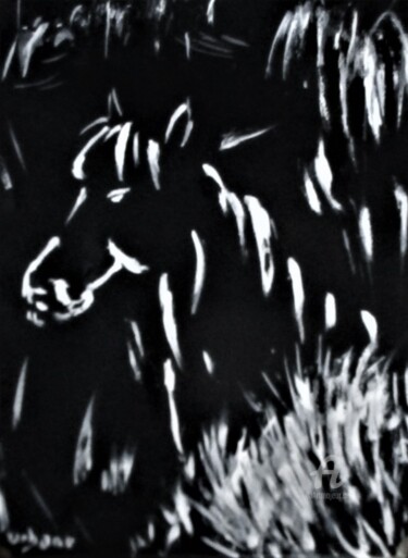 Pintura titulada "Caballo negro" por Roberto Urbano, Obra de arte original, Acrílico