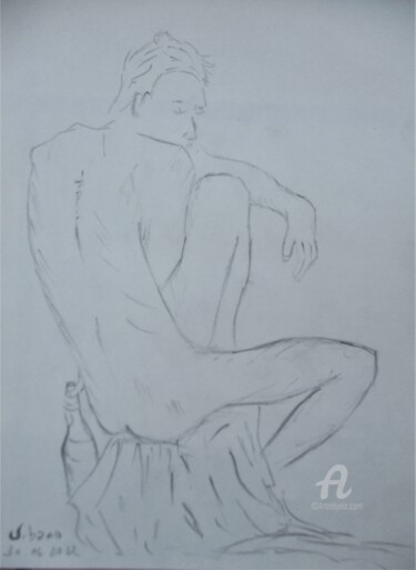Drawing titled "L' homme à la boute…" by Roberto Urbano, Original Artwork, Pencil