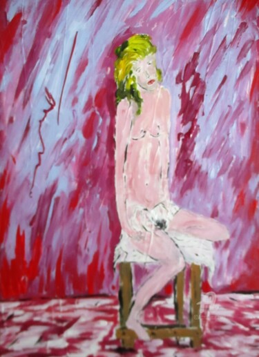 Painting titled "La fausse blonde" by Roberto Urbano, Original Artwork, Acrylic Mounted on Wood Stretcher frame