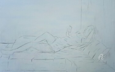Desenho intitulada "Alexandra allongé s…" por Roberto Urbano, Obras de arte originais, Lápis