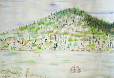 Painting titled "Lac de Coucouron" by Roberto Urbano, Original Artwork, Watercolor