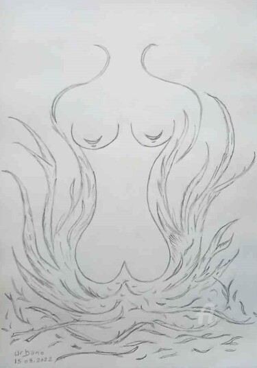 Zeichnungen mit dem Titel "Le feu" von Roberto Urbano, Original-Kunstwerk, Bleistift