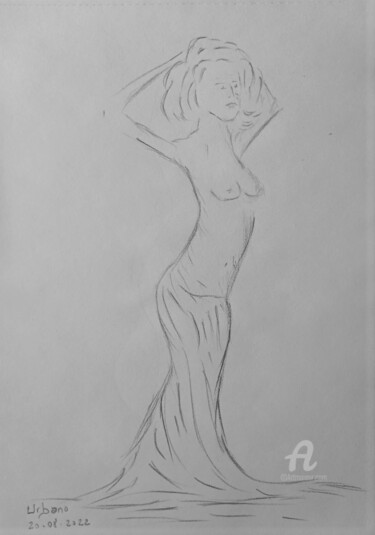 Tekening getiteld "La femme libre" door Roberto Urbano, Origineel Kunstwerk, Potlood