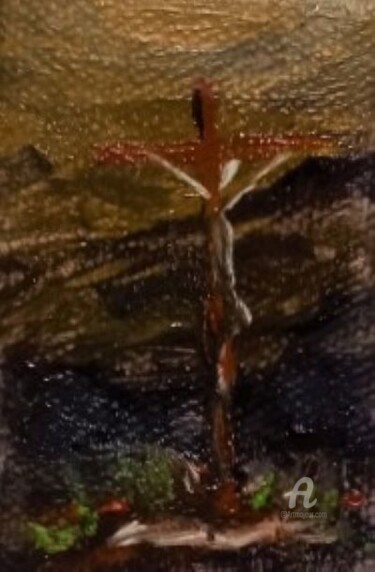 Картина под названием "Le Christ." - Roberto Urbano, Подлинное произведение искусства, Масло Установлен на Деревянная рама д…