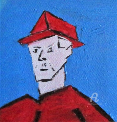 Painting titled "Autoportrait cubisme" by Roberto Urbano, Original Artwork, Oil Mounted on Wood Stretcher frame