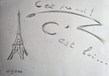 Drawing titled "C' est pas moi ! c'…" by Roberto Urbano, Original Artwork, Pencil