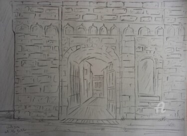 Drawing titled "Grand portail à Gra…" by Roberto Urbano, Original Artwork, Pencil