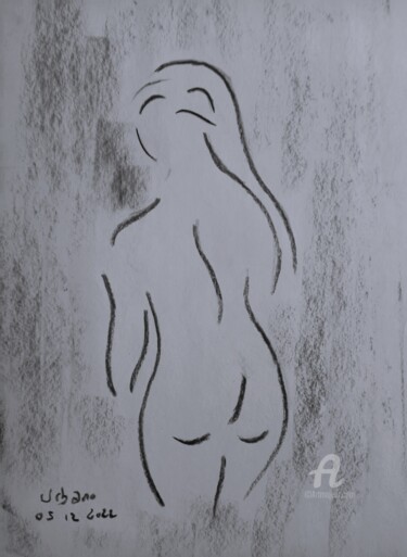 Dessin intitulée "Emouvant nu" par Roberto Urbano, Œuvre d'art originale, Fusain