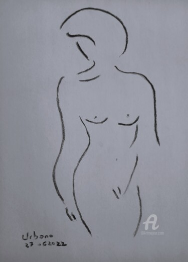 Drawing titled "Nu sensuel" by Roberto Urbano, Original Artwork, Charcoal