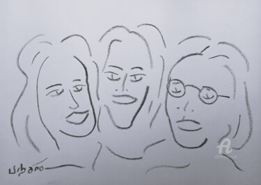 Drawing titled "Les caricatures des…" by Roberto Urbano, Original Artwork, Charcoal