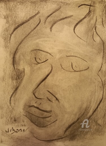 Disegno intitolato "Portrait au fusain" da Roberto Urbano, Opera d'arte originale, Carbone