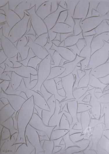 Σχέδιο με τίτλο "Les sardines." από Roberto Urbano, Αυθεντικά έργα τέχνης, Μολύβι