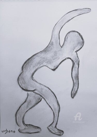 Drawing titled "Le danseur noir" by Roberto Urbano, Original Artwork, Charcoal