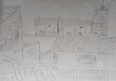 Drawing titled "Sous les toits Isle…" by Roberto Urbano, Original Artwork, Pencil