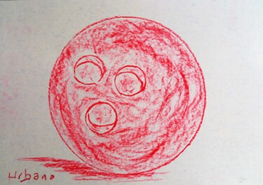 Drawing titled "Boule rouge de bowl…" by Roberto Urbano, Original Artwork, Chalk