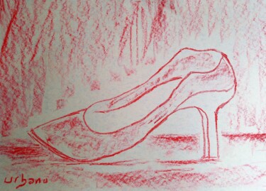Dessin intitulée "La chaussure rouge" par Roberto Urbano, Œuvre d'art originale, Craie