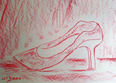 Drawing titled "La chaussure rouge" by Roberto Urbano, Original Artwork, Chalk