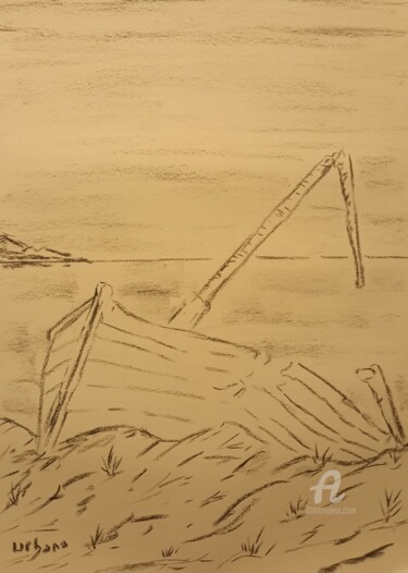 Desenho intitulada "Echoué en Bretagne" por Roberto Urbano, Obras de arte originais, Carvão