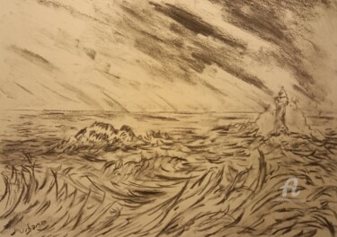 Drawing titled "La tempête arrive" by Roberto Urbano, Original Artwork, Charcoal