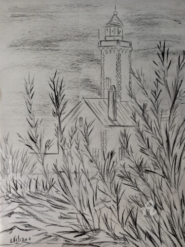 Drawing titled "Le phare des poulai…" by Roberto Urbano, Original Artwork, Charcoal