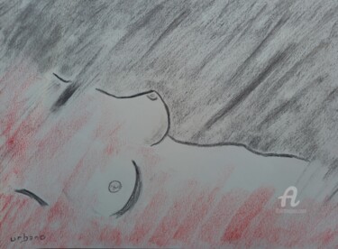 Tekening getiteld "Entre Rouge et Noir" door Roberto Urbano, Origineel Kunstwerk, Houtskool