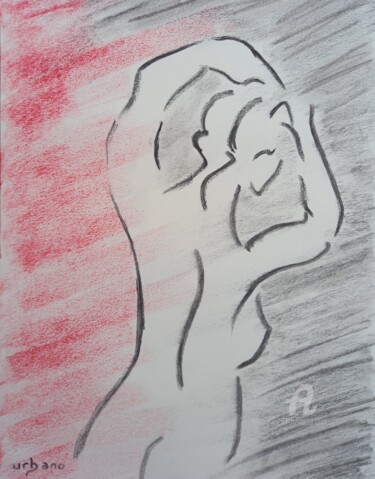 Drawing titled "Red and Black" by Roberto Urbano, Original Artwork, Charcoal