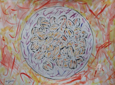 Pintura intitulada "L' assiette de noix." por Roberto Urbano, Obras de arte originais, Aquarela