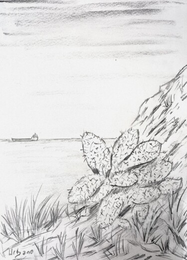 Drawing titled "Cova de l' Aigua" by Roberto Urbano, Original Artwork, Pencil