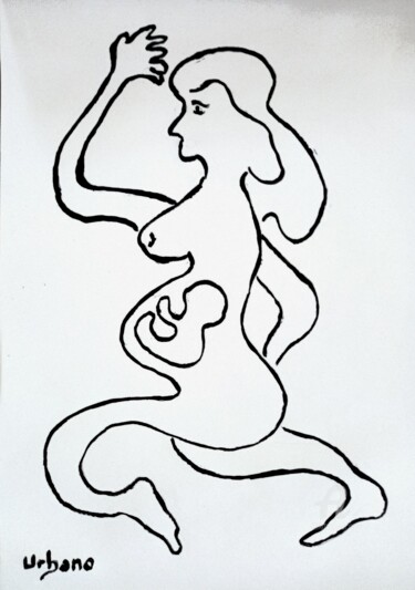 Malerei mit dem Titel "Femme enceinte" von Roberto Urbano, Original-Kunstwerk, Acryl