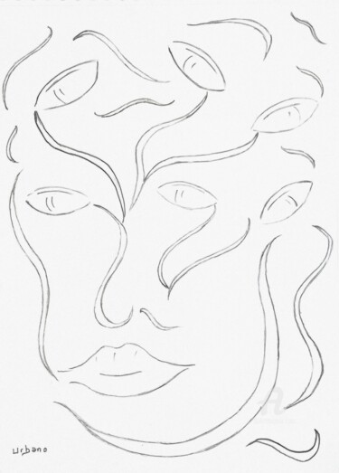 Dessin intitulée "Regard féminin" par Roberto Urbano, Œuvre d'art originale, Crayon