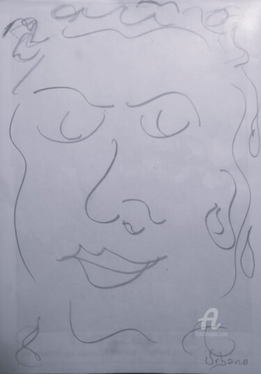 Drawing titled "Portrait abstrait f…" by Roberto Urbano, Original Artwork, Pencil