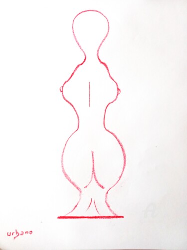 Drawing titled "Femme nu abstrait" by Roberto Urbano, Original Artwork, Chalk